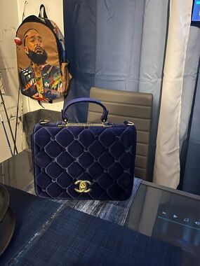 CHANEL “Inspired” Quilted Velvet Top Handle Bag Crossbody Handbag